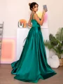 A-line Straps Floor-Length Satin Dress