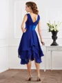 A-line/Princess V-neck Tea-Length Chiffon Bridesmaid Dresses With Pleated