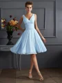 A-line/Princess V-neck Knee-Length Chiffon Bridesmaid Dresses