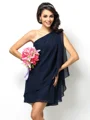 A-line/Princess One-Shoulder Short/Mini Chiffon Bridesmaid Dresses