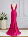 Trumpet/Mermaid V-neck Sweep Train Jersey Bridesmaid Dresses