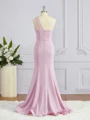 Sheath/Column One-Shoulder Floor-Length Stretch Crepe Bridesmaid Dresses