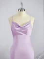 Sheath/Column Square Sweep Train Silk Like Satin Bridesmaid Dresses