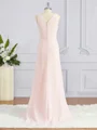 A-Line/Princess V-neck Sweep Train Chiffon Bridesmaid Dresses