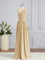 A-Line/Princess One-Shoulder Floor-Length Jersey Bridesmaid Dresses with Leg Slit
