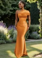 Sheath One-Shoulder Pleated Floor-Length Satin Bridesmaid Dress