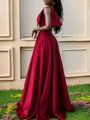 A-line One-Shoulder Floor-Length Satin Bridesmaid Dress