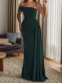 Sheath One-Shoulder Pleated Floor-Length Stretch Crepe Bridesmaid Dress
