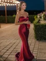 Sheath Sweetheart Sweep Train Silk Like Satin Bridesmaid Dress