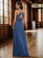 A-line/Princess Spaghetti Straps Sash/Ribbon/Belt Floor-Length Chiffon Bridesmaid Dress