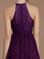A-line/Princess Halter Short/Mini Chiffon Bridesmaid Dresses With Appliques Lace