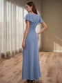 A-line/Princess V-neck Short Sleeves Pleated Floor-Length Chiffon Bridesmaid Dress