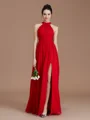 A-line/Princess Halter Floor-Length Chiffon Bridesmaid Dresses