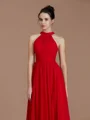 A-line/Princess Halter Floor-Length Chiffon Bridesmaid Dresses