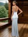 Sheath/Column Spaghetti Straps Floor-Length Silk Like Satin Bridesmaid Dress