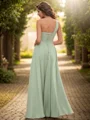A-line/Princess One-Shoulder Pleated Floor-Length Chiffon Bridesmaid Dress