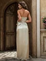 Sheath/Column Strapless Bow Floor-Length Silk Like Satin Corset Bridesmaid Dress