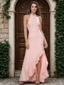 A-line/Princess Halter Floor-Length Stretch Crepe Bridesmaid Dress
