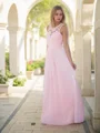 A-line/Princess Scoop Floor-Length Chiffon Bridesmaid Dresses