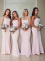 Sheath/Column Strapless Floor-Length Stretch Crepe Bridesmaid Dresses