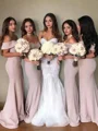 Trumpet/Mermaid Off-the-Shoulder Sweep Train Stretch Crepe Bridesmaid Dresses