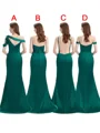 Sheath/Column Off-the-Shoulder Sweep Train Polyester Bridesmaid Dresses With Leg Slit