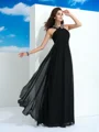 A-Line/Princess Halter Floor-Length Chiffon Evening Dresses With Beading