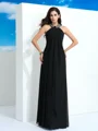 A-Line/Princess Halter Floor-Length Chiffon Evening Dresses With Beading