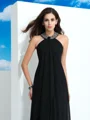 A-Line/Princess Halter Floor-Length Chiffon Evening Dresses With Beading