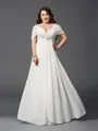 A-Line/Princess Off-the-Shoulder Floor-Length Chiffon Evening Dresses With Ruffles