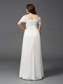 A-Line/Princess Off-the-Shoulder Floor-Length Chiffon Evening Dresses With Ruffles