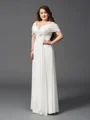 A-Line/Princess Off-the-Shoulder Floor-Length Chiffon Evening Dresses With Ruffles