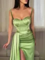 Sheath/Column Sweetheart Sweep Train Silk Like Satin Evening Dresses