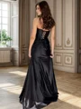 Sheath Sweetheart Pleated Sweep Train Silk Like Satin Corset Dress
