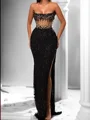 Sheath Straight Beading Floor-Length Corset Dress
