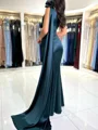 Sheath One-Shoulder Pleated Floor-Length Silk Like Satin Dress