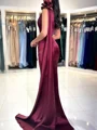 Sheath One-Shoulder Pleated Floor-Length Silk Like Satin Dress