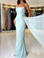 Sheath Straight Pleated Floor-Length Chiffon Dress