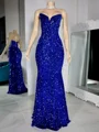 Sheath Sweetheart Sweep Train Velvet Sequins Dress