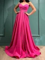 A-line Sweetheart Pleated Floor-Length Stretch Crepe Dress