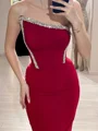 Sheath Straight Rhinestone Floor-Length Stretch Crepe Dress