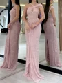 Sheath Halter Pleated Floor-Length Dress