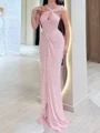 Sheath Halter Pleated Floor-Length Dress
