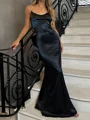 Sheath Scoop Bow Floor-Length Silk Like Satin Dress