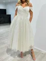 A-line Off-the-Shoulder Pleated Ankle-Length Sequins Dress
