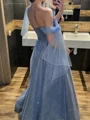 A-line Off-the-Shoulder Sequin Floor-Length Corset Dress