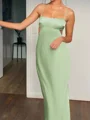 Sheath Square Floor-Length Silk like Satin Dress