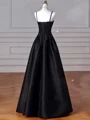A-line Spaghetti Straps Ruffles Floor-Length Satin Dress
