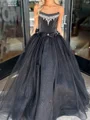 A-line Straight Bow Floor-Length Tulle Corset Dress
