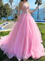 A-line Sweetheart Appliques Lace Court Train Organza Dress